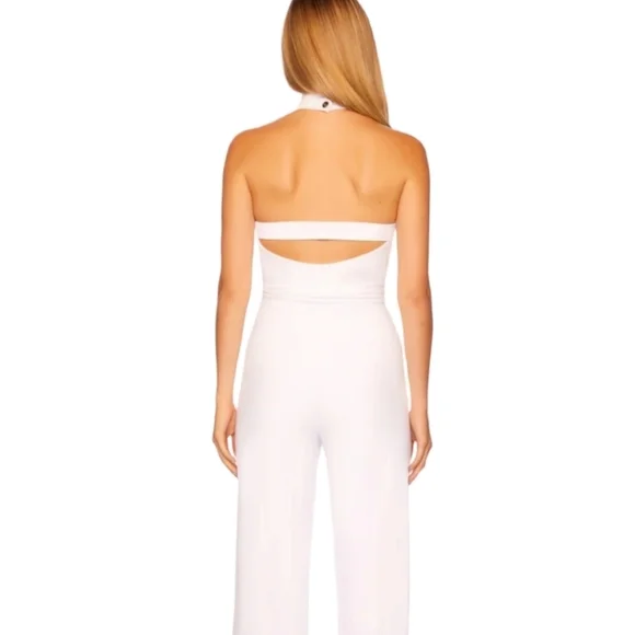Susana Monaco White Mockneck Jumpsuit Stretch Waist-tie MED NWT Made in the USA - Picture 8 of 14